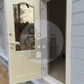входная дверь для дачи со стеклопакетом и ковкой